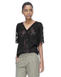 Rebecca Taylor | Black Magnolia Floral Clip Top | Lyst