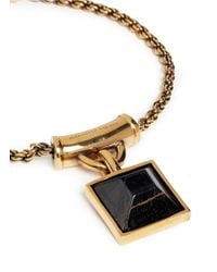 Alexander McQueen | Black Tiger Eye Square Pendant Necklace | Lyst