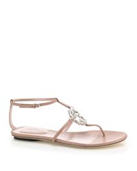 Gucci | Pink Gg Sparkling Crystal & Leather Logo Sandals | Lyst