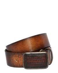 DSquared² | Black 40mm Faded Brushed Leather Belt for Men | Lyst
