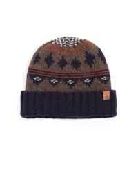 Bickley + Mitchell | Black Fair Isle Lambswool Cuffed Beanie for Men | Lyst