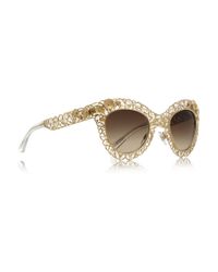 Dolce & Gabbana Cat Eye Filigree Goldtone Sunglasses in Metallic - Lyst