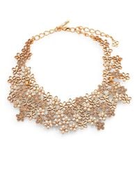 Oscar de la Renta | Metallic Swarovski Crystal Flower Necklace | Lyst