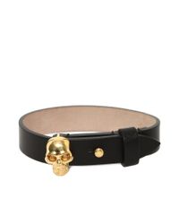 Alexander McQueen | Black Soft Leather Wrap Skull Bracelet | Lyst
