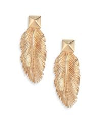 Valentino | Metallic Feathers Studded Drop Earrings | Lyst