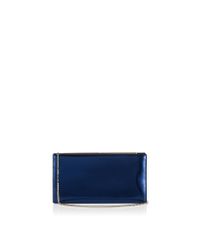 Jimmy Choo | Blue Tux Metallic Denim Mirror Leather And Suede Clutch Bag | Lyst
