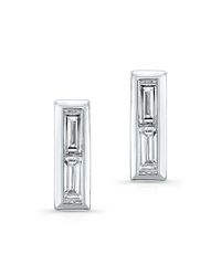 Anne Sisteron - 14kt White Gold Diamond Double Baguette Bar Earrings - Lyst