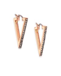 Michael Kors | Pink Brilliance Motif Pavé Triangle Hoop Earrings/rose Goldtone | Lyst