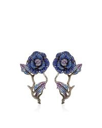 Lydia Courteille | Blue 18k Yellow Gold To Cassandra Earrings with Fancy Sapphires | Lyst