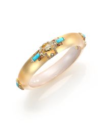 Alexis Bittar | Blue Phoenix Deco Lucite, Howlite Turquoise, Jasper & Crystal Stepped Baguette Beetle Bangle Bracelet | Lyst