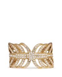 Lulu Frost | Metallic 'drift' Crystal Pavé Fern Leaf Cuff | Lyst