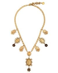Dolce & Gabbana | Black Gold Plated Metal Pendant Necklace | Lyst