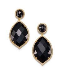 Mija | Black Onyx White Sapphire Oval Marquis Drop Earrings | Lyst