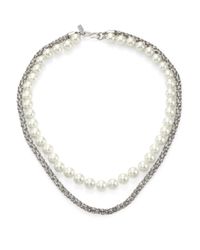 Kenneth Jay Lane | Metallic Pavé Rope & Faux Pearl Two-strand Necklace | Lyst