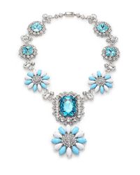 Miu Miu | Silver Swarovski Crystal Flower Pendant Necklace | Lyst