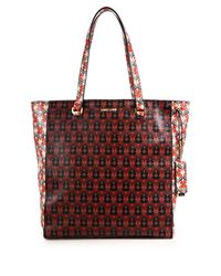 Miu Miu | Red Madras Floral-print Tote | Lyst