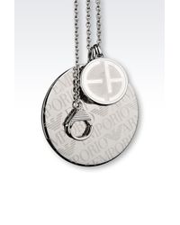 Emporio Armani | Metallic Necklace In Onyx And Mother Of Pearl | Lyst
