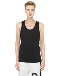 Y-3 | Black Logo Detail Cotton Jersey Tank Top for Men | Lyst