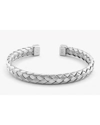 Tateossian | Metallic Bamboo Bracelet In Tightly Weaved Silver With Silver Caps for Men | Lyst