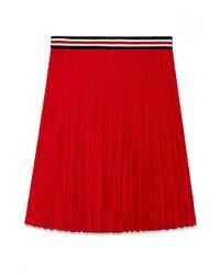 Lyst - Theory Zeya Crunch Pleated Skirt in Red