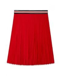 Lyst - Theory Zeya Crunch Pleated Skirt in Red