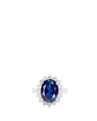 CZ by Kenneth Jay Lane | Blue Oval Cut Cubic Zirconia Pavé Ring | Lyst