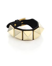 Valentino | Black Rockstud Large Leather Bracelet | Lyst
