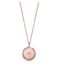 Michael Kors | Pink Heritage Signature Charm W/crystal Necklace | Lyst