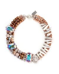 Assad Mounser | Brown 'drago' Crystal Pavé Bead Spike Collar Necklace | Lyst