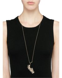 Eddie Borgo | Metallic 'frond' Crystal Pavé Palm Leaf Pendant Necklace | Lyst