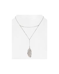 Rebecca Minkoff | Silver Layered Feather Drop Necklace, 16" | Lyst