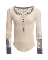 Free People White Railroad Henley