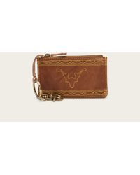 Frye - Brown Campus Stitch Leather Card Wallet - Lyst
