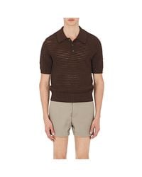 Maison Margiela Brown Crochet Cotton Polo Shirt for men