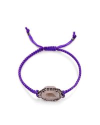Kimberly Mcdonald | One Of A Kind Pink Geode and Irregular Diamond On Purple Macrame Bracelet | Lyst