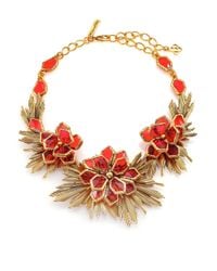 Oscar de la Renta | Red Wildflower Statement Necklace | Lyst