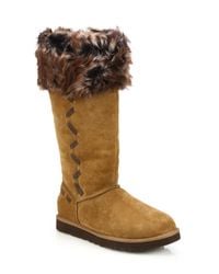 Ugg | Brown Rosana Suede & Shearling Knee Boots | Lyst
