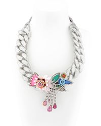 Shourouk | Metallic Flower Chain Silver Necklace | Lyst