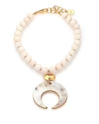 Nest | White Bone & Horn Beaded Crescent Pendant Necklace | Lyst