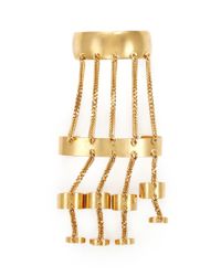 Ela Stone | Metallic 'alexander' Double Cuff And Multi Ring Link Handpiece | Lyst