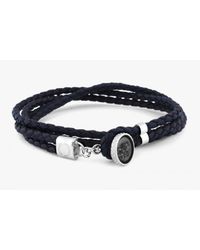 Tateossian - Diamond Dust Bracelet With Black Diamonds In Silver And Brown & Black Leather for Men - Lyst
