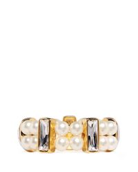Kenneth Jay Lane | Metallic Crystal Pearl Bracelet | Lyst