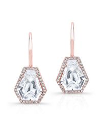 Anne Sisteron - Metallic 14kt Rose Gold White Topaz Diamond Jewel Earrings - Lyst