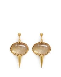 Ela Stone | Metallic 'perla' Oval Stone Spike Drop Earrings | Lyst