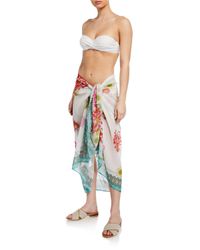 Johnny Was Multicolor Emilia Printed Cotton-silk Sarong Coverup