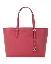 MICHAEL Michael Kors - Red Jet Set Travel Md Tz Mult Funt Tote - Lyst