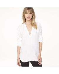 James Perse White Sanded Satin Henley Shirt