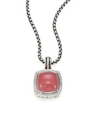 David Yurman | Pink Guava Agate, Diamond & Sterling Silver Enhancer | Lyst
