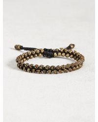 John Varvatos | Black Brass Skull Bead Cord Bracelet for Men | Lyst
