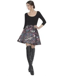 Alice + Olivia - Black Amie Scoop Neck Box Pleat Dress - Lyst